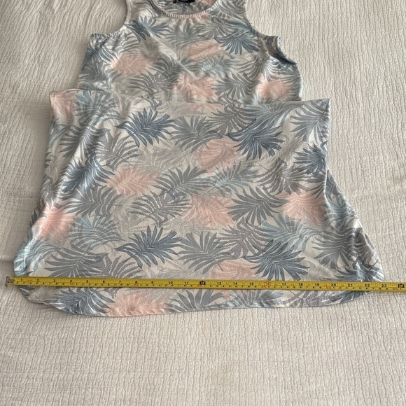 Tahari Blue and Pink Palm Leaf Print Midi Dress - Picture 6 of 10